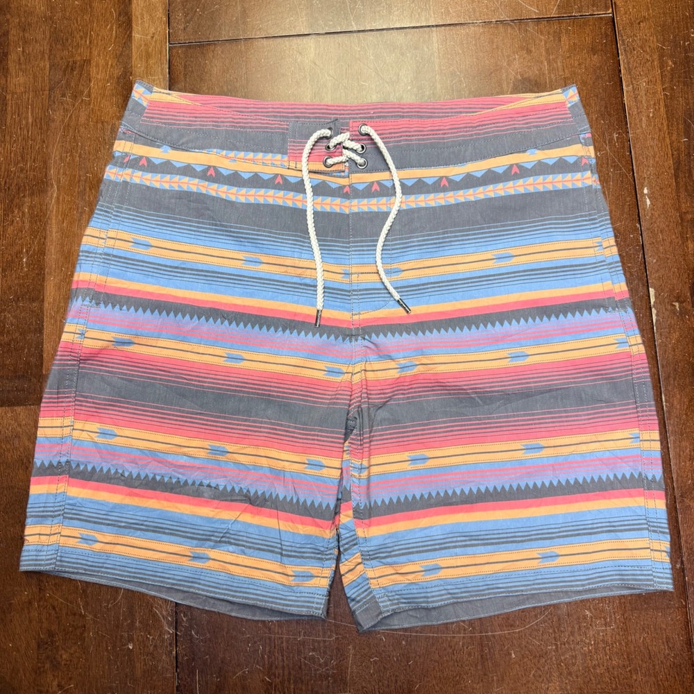 Faherty Aztec Board Shorts Mens 33 Multicolor Southwest Geometric Beacon Trunk